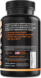 Vitamin K2 Supplement - Full Spectrum Vitamin K2-MK7, MK4 & Vitamin D - High Strength K2 Works with Vitamin-D3 - Vitamin-K 600mcg - Supports Bone Health - 90 Capsules