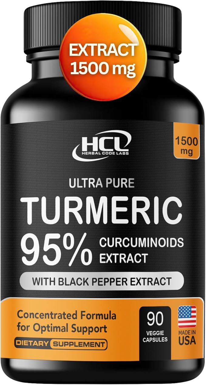 Turmeric Curcumin Extract 1500mg – Full Dose of 95% Curcuminoids with Black Pepper Ginger & Cinnamon – High Absorption Turmeric Supplement – Non-GMO Natural Capsules
