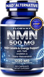 NMN NAD Supplement with Resveratrol – 1230mg Multi-Ingredient NMN Formula with TMG, Urolithin A & Quercetin, Daily Capsules for Women & Men, mnm Supplement, 60 Count