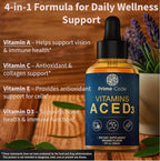 Prime Code Liquid Vitamin A Supplement for Women & Men with Vitamin C E and D3, Vitamin A C E D3 Drops for Adults, Non-GMO, Faster Absorption & Immune Support, Natural Orange Flavor Drops