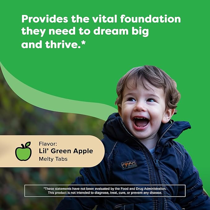 Renzo's Dynamite Vitamin D3, Dissolving Kids Vitamin D3, 60 Sugar-Free Melty Tabs, Lil’ Green Apple Flavored
