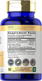 Carlyle CoQ10 300mg | 120 Softgels | Mega Q-Sorb Coenzyme Q-10 | with Black Pepper Extract | Non-GMO, Gluten Free Supplement