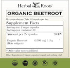Herbal Roots Organic Beet Root Powder Capsules - 1,500mg per Serving - Certified USDA Organic - Non-GMO - 60 Count Vegan Capsules (Pack of 2)