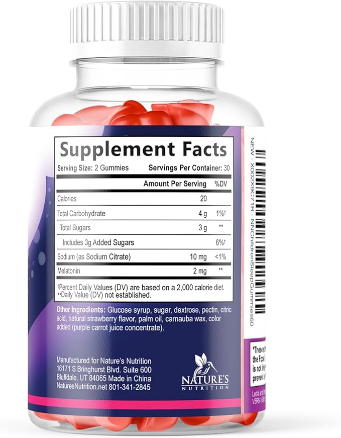 Kids Melatonin Gummies - 2mg Melatonin Per Serving - Children's Melatonin Gummy for Restful Sleep - Best Children's Chewable Sleep Supplement - Vegan, Non-GMO, Natural Berry Flavor - 60 Gummies