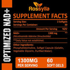 1300 MG Liposomal NAD+ Supplement | Highest Absorption | Purest NAD Supplemet to Boost NAD+ Effetively | Boosting NAD+ Supplement for Aging Defese, Cellular Energy, Longevity | 60 Count