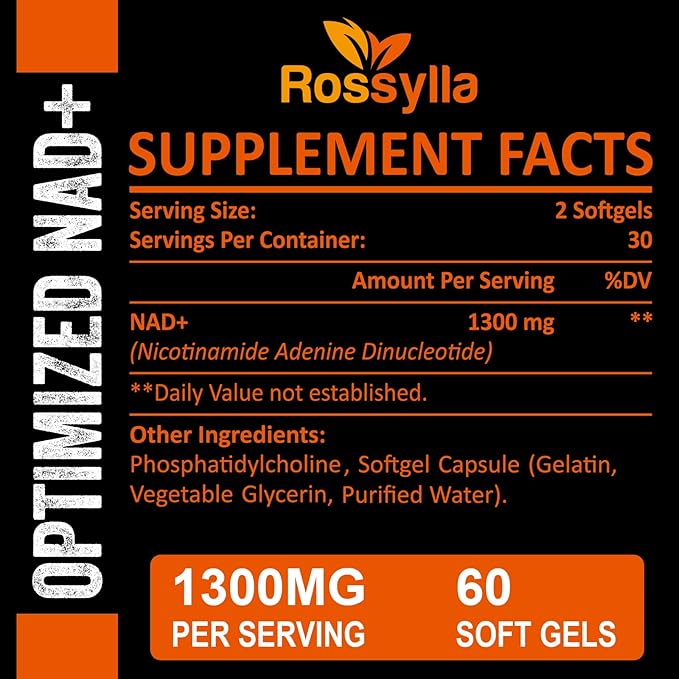 1300 MG Liposomal NAD+ Supplement | Highest Absorption | Purest NAD Supplemet to Boost NAD+ Effetively | Boosting NAD+ Supplement for Aging Defese, Cellular Energy, Longevity | 60 Count