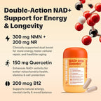 NAD+ Supplement with NMN & Nicotinamide Riboside (NR) – Advanced Cellular Energy & Healthy Aging Complex – with Resveratrol, CoQ10, Quercetin & BioPerine – 60 Vegan Capsules