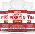 Fisetin Supplement 2000mg for Healthy Aging and Longevity, Skin Health, Brain - Soy Free, Vegetarian - 60 Softgels (3 Bottles)