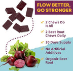Organic Beet Root Chews Supplements: Beet soft Chews for Women Men Support Blood & Heart Health Nitric Oxide Boost with Grape Seed Extract CoQ10, Beet Root Gummies Vegan Non-GMO Berry Flavor 60CT