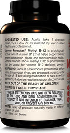 Jarrow Formulas Maximum Strength Methyl B-12 5000 mcg Dietary Supplement - 90 Cherry Chewable Tablets - Bioactive Vitamin B-12 - Supports Cellular Energy Production, Sleep & Brain Health (Pack of 12)