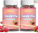 Cranberry Gummies 1000mg, Supplements for Women, with D-Mannose 250mg, Womens Probiotic Gummies, Urinary Tract Health, Cranberry Flavor, NO GMOs, 60 Count(Pack of 2)