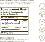 Solgar Dry Vitamin E with Yeast-Free Selenium - 100 Vegetable Capsules - Advanced Antioxidant Support - Non-GMO, Vegan, Gluten Free, Dairy Free, Kosher - 50 Servings