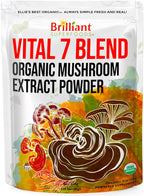 Ellie's Best 7 Mushroom Powder Extract Organic Blend - Reishi, Lion's Mane, Chaga, Turkey Tail, Cordyceps, Maitake & Shiitake - Double Extracted - Pure No Fillers - 8oz / 228 1g Servings……