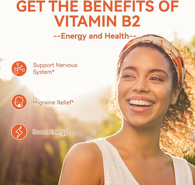 Vitamin B2 Gummies,Riboflavin 400mg Supplement with Magnesium for Adults,B2 Gummies for Migraine Relief* & Nervous System Support*,Vegan - 60 Counts