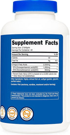 Nutricost Omega 3 Fish Oil - 2500MG, 120 Softgels (40 Serv) - Fish Oil, Wild Caught! 1200mg EPA 850mg DHA - Non-GMO, Gluten Free