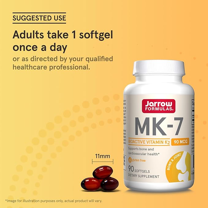 Jarrow Formulas MK-7 90 mcg - Bioactive Form of Vitamin K2-90 Servings (Softgels) - for Bone & Cardiovascular Health - Vitamin K2 MK-7 Dietary Supplement - Gluten-Free