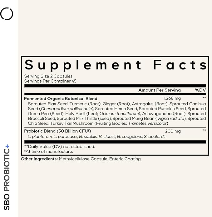Codeage SBO Probiotics, 50 Billion CFUs Per Serving, Multi Strain Soil Based Organisms Blend and Organic Fermented Botanical Blend, Shelf-Stable - 2 Pack