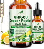 Vita PLynxera GHK-CU Peptide Supplement Liquid Drops, Premium 6-in-1 GHK CU Copper Peptides w. Marine Collagen Hyaluronic Acid Biotin for Anti-Aging, Skin Hair Growth Support, Oral Drops丨Women Men
