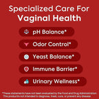 Vaginal Probiotics for Women - pH Balance, Healthy Vaginal Odor, Vaginal Flora, Yeast Balance, Immune Support - Prebiotics & Lactobacillus Probiotic, Mushroom, Cranberry, Pineapple, 60 CT
