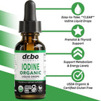Iodine Liquid Drops Potassium Iodide - 1 Year Supply Pure Clear Organic Iodine Drops Supplement Plus Thyroid Support - Organic Potassium Iodide Liquid Supplement Tincture Thyroid Supplements 1 Fl Oz