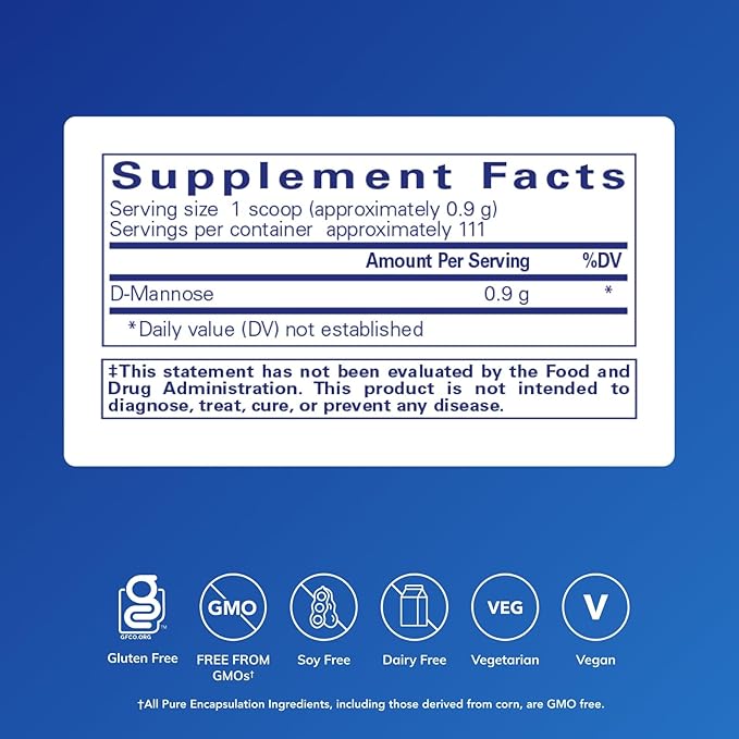 Pure Encapsulations D-Mannose Powder - for Urinary Tract Support - Urinary Tract Support & Bladder Health* - Easy Dissolve Powder - Non-GMO & Vegan - 3.5 oz