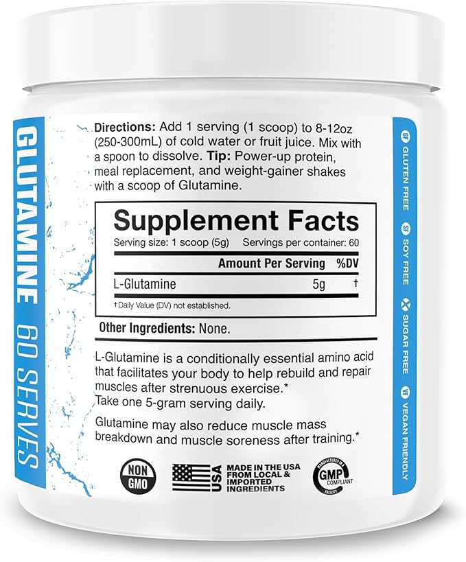 JNX SPORTS, The Curse! Glutamine, L-Glutamine Powder 5g - Support Muscle Recovery, Post Workout, 60 Servings, Unflavored