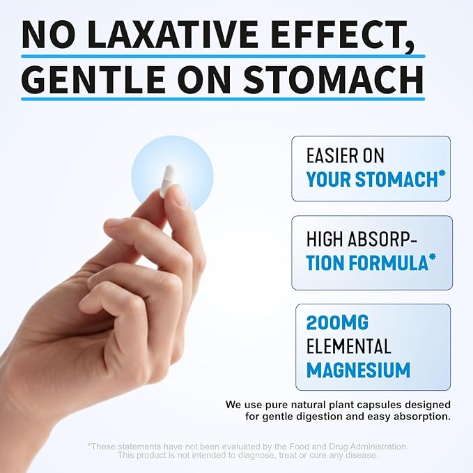 Chelated Magnesium Bisglycinate 200mg - High Absorption Mag Glycinate with L-Theanine, Calcium & Vitamin B6 (P5P) - Supports Calm, Nighttime Relaxation & Muscle Health - 60 Capsules