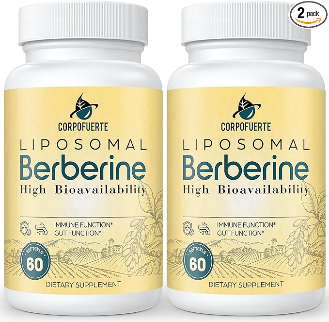 Liposomal Berberine - Berberine Supplement Activates AMPK, Supports Body Balance in Women and Men -Support Immune Function, Gut Function, Non-GMO, Sugar-Free, 120 Softgels