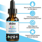Kids Probiotic Liquid Drops Organic - Organic Probiotics for Kids Probiotics Age 4+, Digestive Health, Immune Support, Flora Gut Health Supplements - Vegan Kid Liquid Probiotic Drops, Non-GMO 1 Fl Oz