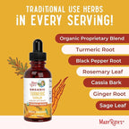 MARYRUTH'S Organics USDA Turmeric Gold Liquid Drops | Herbal Blend | Turmeric Curcumin | Black Pepper | Cassia Cinnamon Bark | Ginger Root | Immune Support | Non-GMO Project Verified | Vegan | 1oz