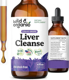 Wild & Organic Liver Cleanse Detox Tincture - Milk Thistle, Dandelion Root Herbal Complex - Liquid Liver Support Supplement - Vegan, Sugar & Alcohol-Free Milk Thistle Drops - 4 fl oz