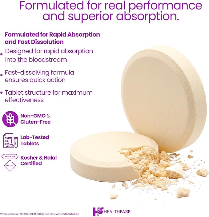 Healthfare Folic Acid 400mcg | 300 Veg Tablets | Folate Vitamin B9 | Gluten-Free | Non-GMO | Made in USA