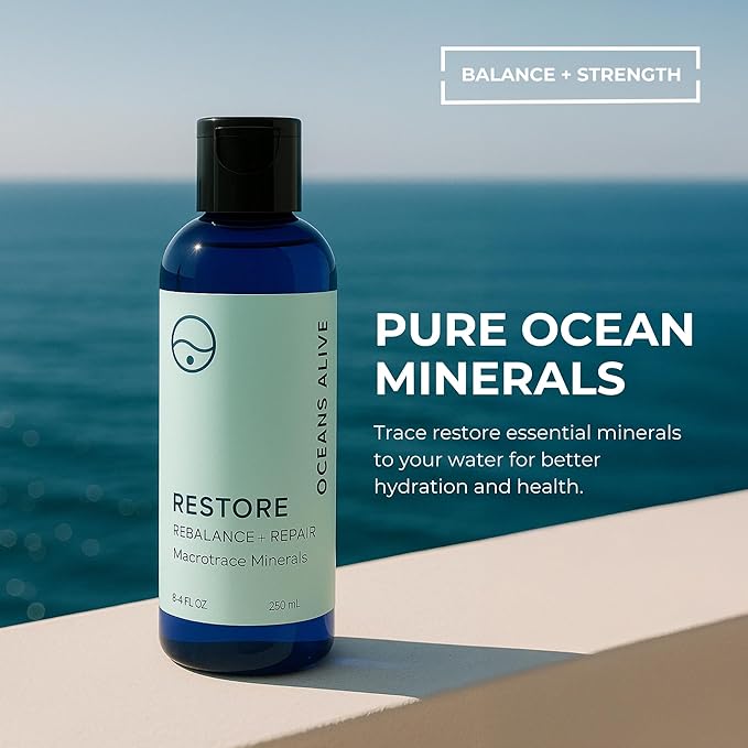 Restore - Rebalance + Repair Liquid Drops – Ionic Trace Mineral Solution for Hydration, Electrolytes & Mineral Supplement Support, Mineral Rich Liquid Trace Elements, 8.4 fl oz
