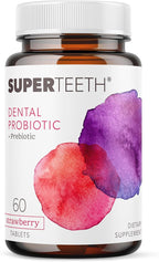 SuperTeeth Oral Probiotics for Mouth Bad Breath & Cavities, Oral Defense Dental Probiotic to Support Healthy Teeth & Gums, Lactobacillus Reuteri Chewable for Kids & Adults, 60 Strawberry Tablets