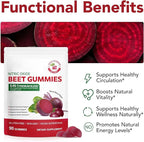 Beet Root Gummies | with CoQ10 + Grape Seed Extract | High-Potency Beet Root Concentrate | Supports Heart Health & Nitric Oxide Production | Sugar-Free | 90 Count