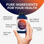 MD Life Potassium Chloride Supplement - Third Party Lab Tested - Potassium Chloride Capsules May Help Support Muscle Function & Healthy Blood Pressure Vegetarian Potassium Supplement (60 Capsules)