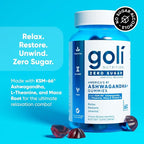 Goli Zero Sugar Ashwagandha Gummies, 60 Count Each (3 Pack, 180 Total) – with KSM-66, L-Theanine, Maca and Vitamin D - No Sugar Alcohols - Vegan, Keto-Friendly, Non-GMO