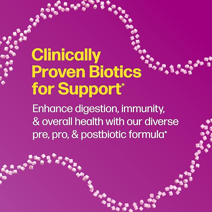 Culturelle® Complete 3-in-1 Biotics Mini-Chews Daily Probiotic for Digestive Health with Prebiotics and Postbiotics for Gut Balance, Mixed Berry Flavor, 28 Count