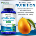 Generic Natural Vitamin Nicotinamide with Resveratrol 600mg (Vitamin B-3) 120 Veggie Capsules Gluten Free & Non-GMO