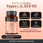 pureclinica 1500mg UltraColl Collagen (1200mg) and Hyaluronic Acid (300mg) x 180 Tablets - 6 Months Supply