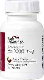 Bariatric Advantage B-12 Speedy Melts, Vitamin B12 1000 mcg Supplement, Fast Melting with 200 mcg of Folic Acid for Nutritional Support - Black Cherry, 90 Count