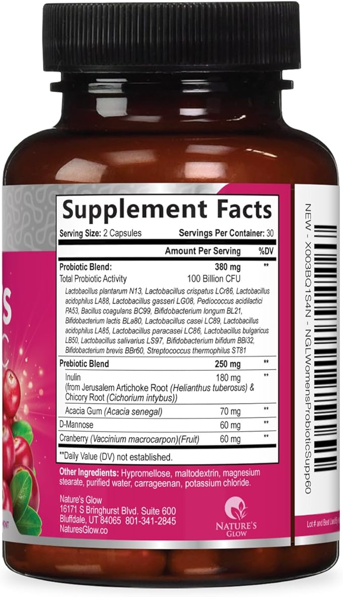 Probiotics For Women 100 Billion CFU Per Serving - Women's Probiotic For Digestive Health 16 Unique Strains - Daily Vaginal PH Balance & Feminine Health Support, Womens Probiotic - 60 Capsules