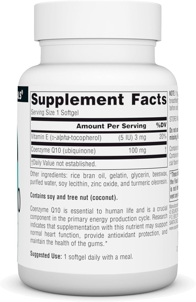 Source Naturals Coenzyme Q10 Antioxidant Support 100 mg for Heart, Brain, Immunity, & Liver Support* - 90 Softgels