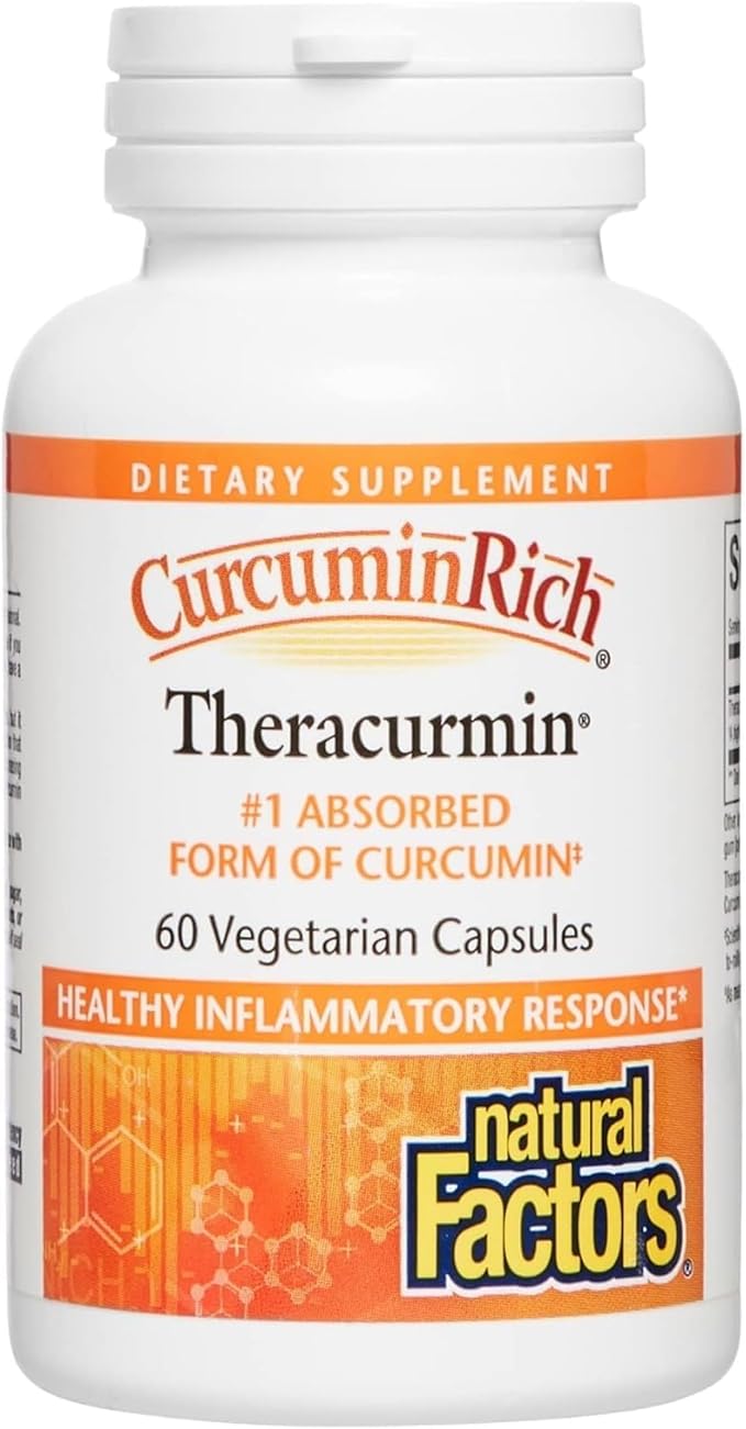 Natural Factors CurcuminRich Theracurmin - Antioxidant Support Supplement with Curcumin - Dietary Supplement Aids Muscle & - 60 Vegetarian Capsules (60 Servings)