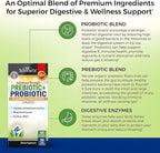 Advanced Prebiotics and Probiotics for Women & Men, Immune, Digestive & Gut Health with L. Reuteri, Inulin Fiber, Digestive Enzymes, Non-GMO, Gluten-Free, Dairy-Free, 30 Capsules