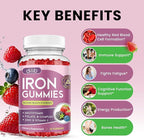 Iron Gummies with Multivitamin, Iron Supplement for Women & Men, Kids Multivitamin with Iron, Zinc, Vitamin B Complex & C, B12, Folate - Blood Builder, Energy Support, Peach Flavor, Vegan 120 Gummies