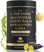 L-Theanine 400mg Gummies, L Theanine Supplement for Kids & Adults with Magnesium Glycinate, GABA, Ashwagandha, L'theanine Chewable for Restful Sleep, Stress Support, Relaxation, Calm, 60 Day Supply