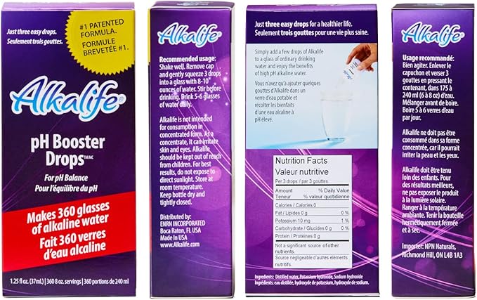Alkalife pH Booster Drops, 1 Pack, Turn Any Drinking Water Into pH 10 Alkaline Water, 360 Servings Per Bottle, The Original Patented Formula, Electrolytes & Minerals