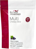 Bariatric Advantage Multi Chewy Bite - Soft Chew Multivitamin for Bariatric Surgery Patients - Chewable Multivitamin with Folic Acid, Vitamin D3 & More - Black Grape Flavor - 60 Count