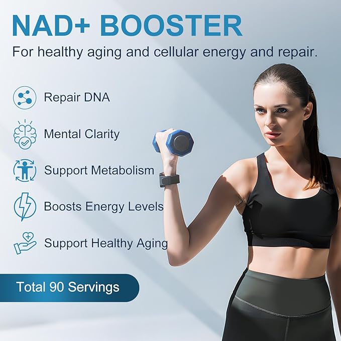 NAD+ Supplement, 8525 mg Liposomal NAD Resveratrol Supplement for Women and Men with Coptisine Quercetin Curcumin Supports Cellular Health, Energy & Healthy Anti-Aging 180 Counts